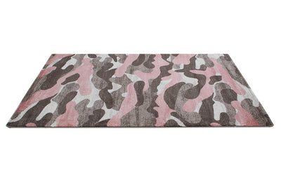 Tappeto Moderno Stile Camouflage - Grigio/Rosa - Antiscivolo | Ideale per Camera da Letto e Cameretta - CarpetLiving