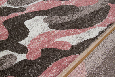 Tappeto Moderno Stile Camouflage - Grigio/Rosa - Antiscivolo | Ideale per Camera da Letto e Cameretta - CarpetLiving
