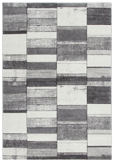 Tappeto Moderno Ray Geometrico - Grigio Bianco - Antiscivolo | Ideale per Soggiorno, Camera da Letto, Sala da Pranzo - CarpetLiving