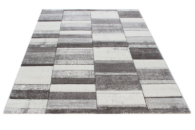 Tappeto Moderno Ray Geometrico - Grigio Bianco - Antiscivolo | Ideale per Soggiorno, Camera da Letto, Sala da Pranzo - CarpetLiving