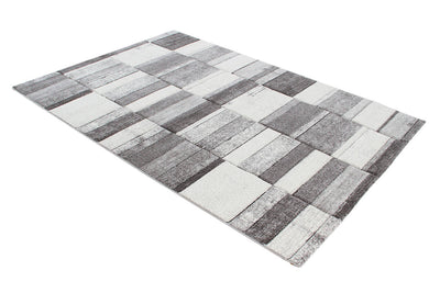 Tappeto Moderno Ray Geometrico - Grigio Bianco - Antiscivolo | Ideale per Soggiorno, Camera da Letto, Sala da Pranzo - CarpetLiving