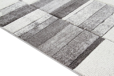 Tappeto Moderno Ray Geometrico - Grigio Bianco - Antiscivolo | Ideale per Soggiorno, Camera da Letto, Sala da Pranzo - CarpetLiving