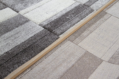 Tappeto Moderno Ray Geometrico - Grigio Bianco - Antiscivolo | Ideale per Soggiorno, Camera da Letto, Sala da Pranzo - CarpetLiving