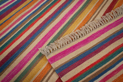 Tappeto Kilim Moderno Hippie in Lana Multicolore - Realizzato a Mano - CarpetLiving