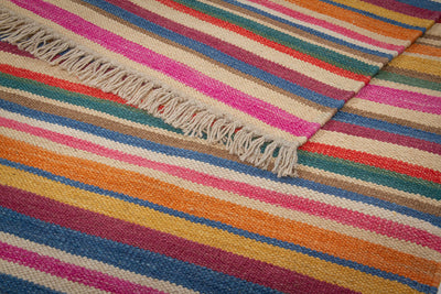 Tappeto Kilim Moderno Hippie in Lana Multicolore - Realizzato a Mano - CarpetLiving