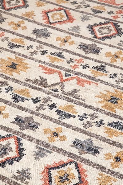 Tappeto Kilim in Juta e Cotone - Stile Etnico Tradizionale - Kilim Nirvana - Fatto a Mano - Materiali Sostenibile - CarpetLiving