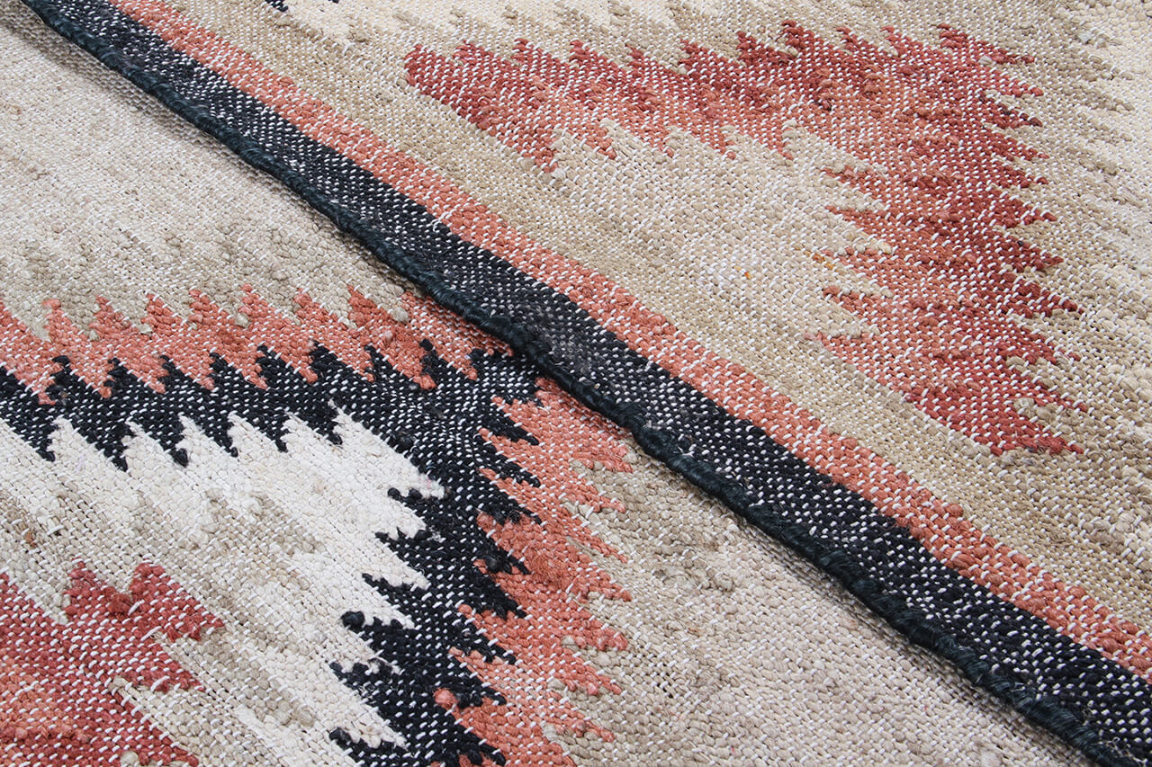 Tappeto Kilim in Juta e Cotone - Stile Etnico Tradizionale - Kilim Nirvana - Fatto a Mano - Materiali Sostenibile