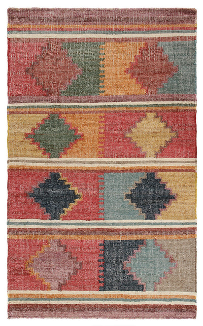 Tappeto Kilim in Juta e Cotone - Stile Etnico Tradizionale - Kilim Nirvana - Fatto a Mano - Materiali Sostenibile - CarpetLiving
