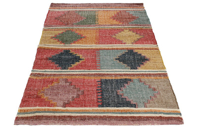 Tappeto Kilim in Juta e Cotone - Stile Etnico Tradizionale - Kilim Nirvana - Fatto a Mano - Materiali Sostenibile - CarpetLiving