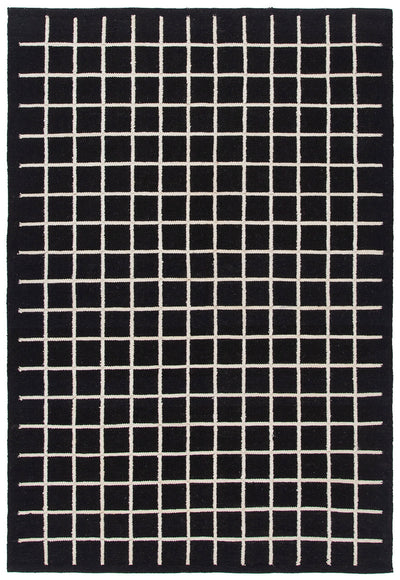 Tappeto Kilim Moderno in Lana e Cotone - Realizzato a mano - Nero e Avorio | Ideale per Soggiorno, Camera da Letto, Sala da Pranzo - CarpetLiving