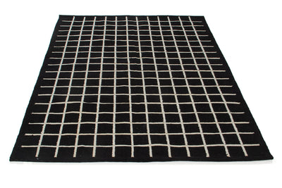Tappeto Kilim Moderno in Lana e Cotone - Realizzato a mano - Nero e Avorio | Ideale per Soggiorno, Camera da Letto, Sala da Pranzo - CarpetLiving
