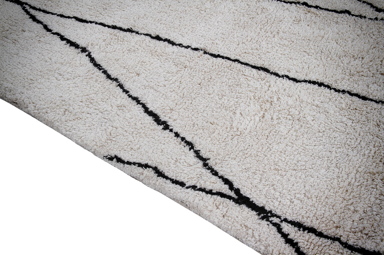 Tappeto Berbero Cotone Naturale – Stile Etnico con Linee Geometriche Nere