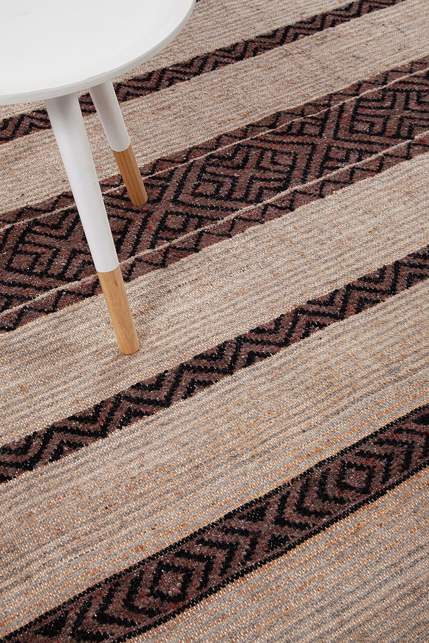 Tappeto in Juta, Lana e Cotone - Istinto A - Fatto a mano - Stile Etnico Tradizionale - Materiali Sostenibili