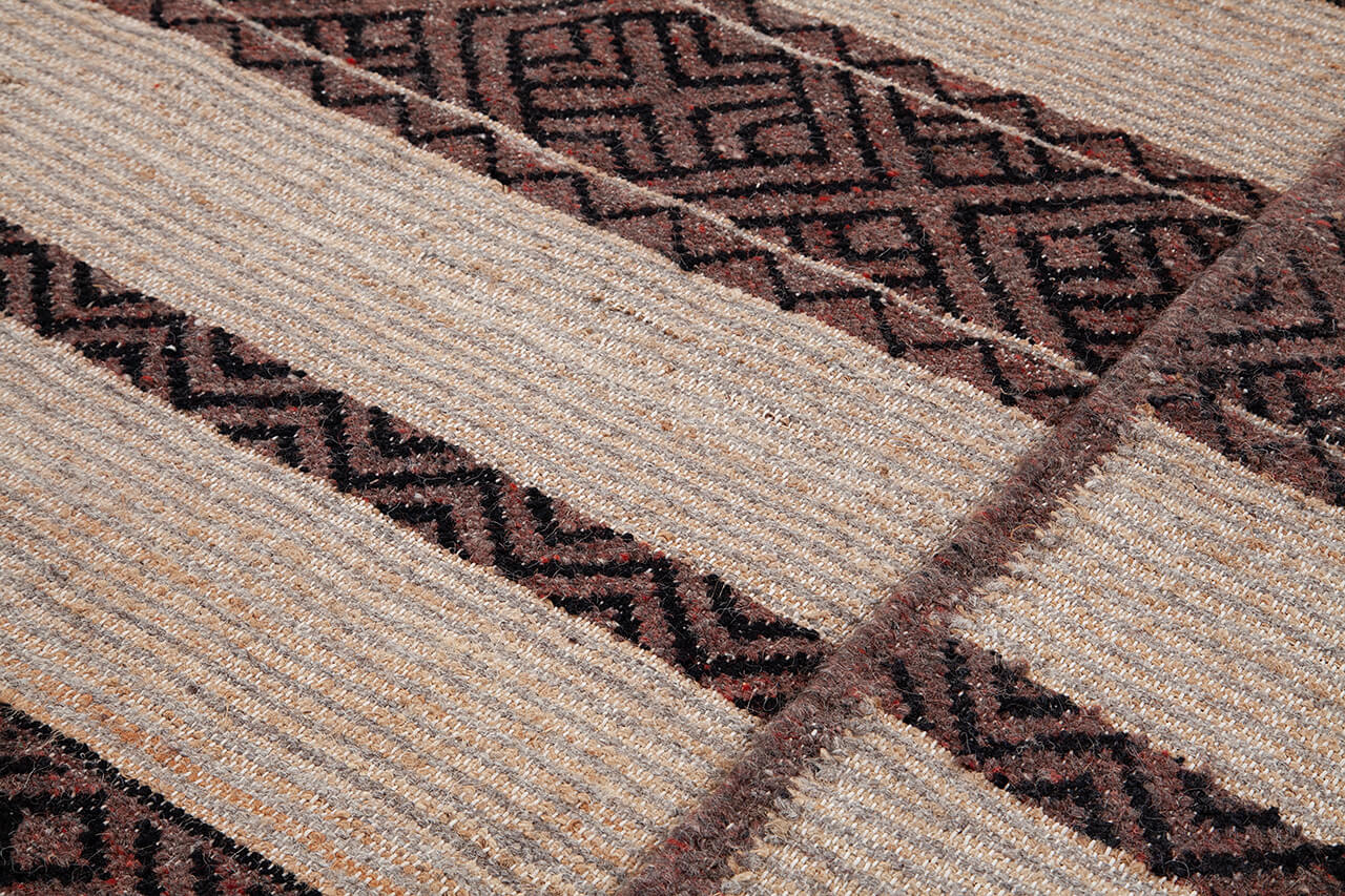Tappeto in Juta, Lana e Cotone - Istinto A - Fatto a mano - Stile Etnico Tradizionale - Materiali Sostenibili