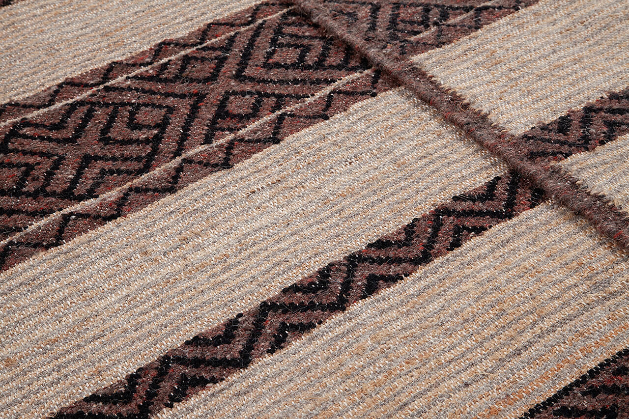 Tappeto in Juta, Lana e Cotone - Istinto A - Fatto a mano - Stile Etnico Tradizionale - Materiali Sostenibili