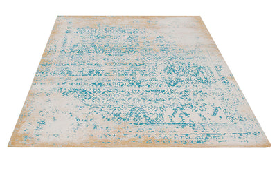 Tappeto Argentella - Turchese Oro - Design Vintage Astratto con sfumature colore | elegante per soggiorno e camera da letto - CarpetLiving