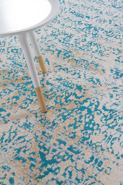 Tappeto Argentella - Turchese Oro - Design Vintage Astratto con sfumature colore | elegante per soggiorno e camera da letto - CarpetLiving
