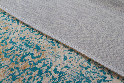 Tappeto Argentella - Turchese Oro - Design Vintage Astratto con sfumature colore | elegante per soggiorno e camera da letto - CarpetLiving