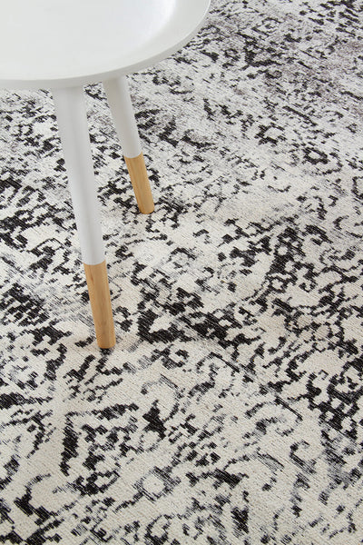 Tappeto Argentella - Avorio Antracite - Design Vintage Astratto con sfumature colore | elegante per soggiorno e camera da letto - CarpetLiving