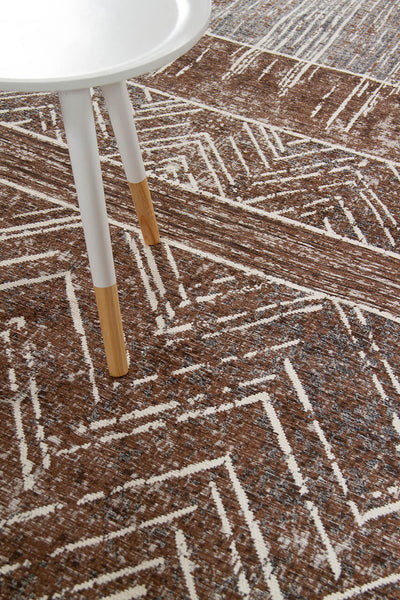 Tappeto Argentella - Marrone - Design Vintage Astratto con sfumature colore | elegante per soggiorno e camera da letto - CarpetLiving
