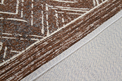 Tappeto Argentella - Marrone - Design Vintage Astratto con sfumature colore | elegante per soggiorno e camera da letto - CarpetLiving