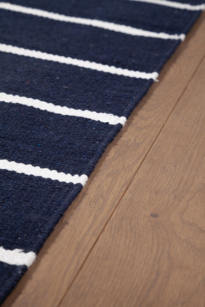 Tappeto in Cotone Blu Lavabile in Lavatrice - RIVIERA Blue - Ideale per Bagno e Cucina - CarpetLiving