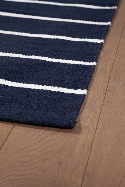 Tappeto in Cotone Blu Lavabile in Lavatrice - RIVIERA Blue - Ideale per Bagno e Cucina - CarpetLiving