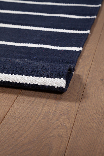 Tappeto in Cotone Blu Lavabile in Lavatrice - RIVIERA Blue - Ideale per Bagno e Cucina - CarpetLiving