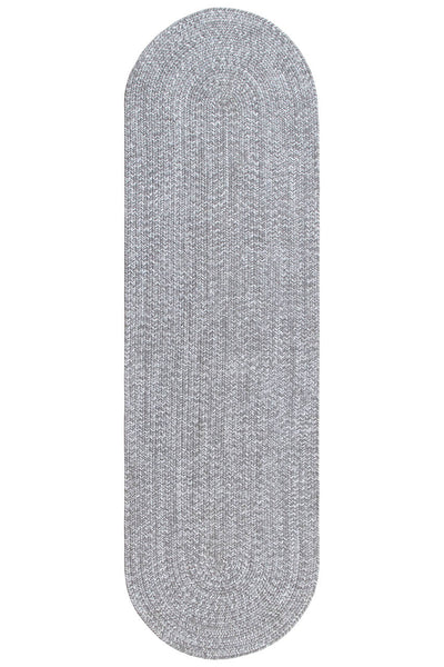Tappeto Ovale da Esterno - SOLID - Indoor/Outdoor - Grigio -  200x60cm | Ideale per Terrazze, Balconi, Patio, Verande - CarpetLiving