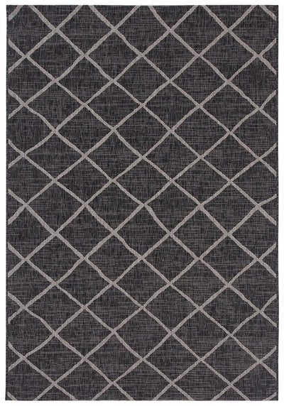 Tappeto da Esterno - Cross Black - Indoor/Outdoor - Nero | Ideale per Terrazze, Balconi, Patio, Verande - CarpetLiving