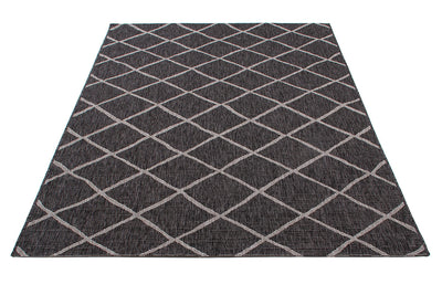 Tappeto da Esterno - Cross Black - Indoor/Outdoor - Nero | Ideale per Terrazze, Balconi, Patio, Verande - CarpetLiving