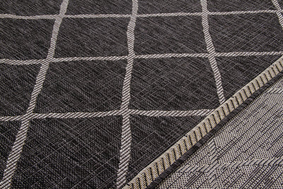 Tappeto da Esterno - Cross Black - Indoor/Outdoor - Nero | Ideale per Terrazze, Balconi, Patio, Verande - CarpetLiving