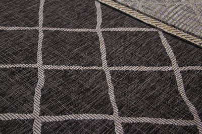 Tappeto da Esterno - Cross Black - Indoor/Outdoor - Nero | Ideale per Terrazze, Balconi, Patio, Verande - CarpetLiving