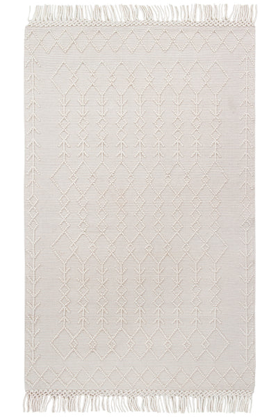 Tappeto Kilim AVORIO in Lana e Cotone Bianco  | Realizzato a Mano, Ideale per Cucina Bagno - CarpetLiving