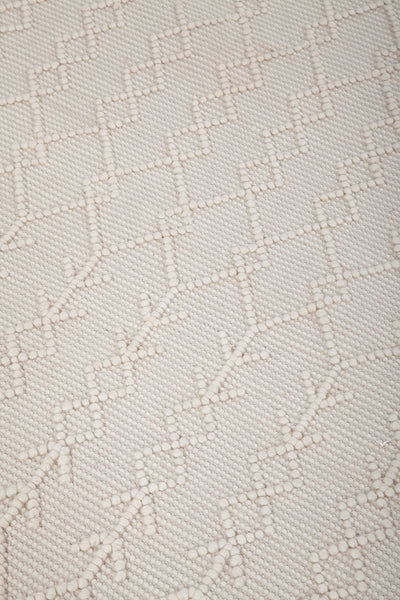 Tappeto Kilim AVORIO in Lana e Cotone Bianco  | Realizzato a Mano, Ideale per Cucina Bagno - CarpetLiving