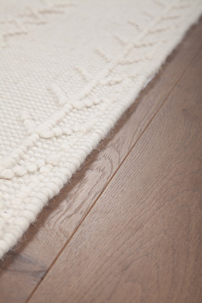 Tappeto Kilim AVORIO in Lana e Cotone Bianco  | Realizzato a Mano, Ideale per Cucina Bagno - CarpetLiving