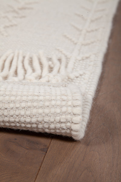 Tappeto Kilim AVORIO in Lana e Cotone Bianco  | Realizzato a Mano, Ideale per Cucina Bagno - CarpetLiving