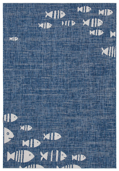 Tappeto Blu Interno-Esterno Marine 2 Blue Design Pesci - Resistente e Antiscivolo - Outdoor - CarpetLiving