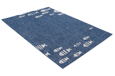 Tappeto Blu Interno-Esterno Marine 2 Blue Design Pesci - Resistente e Antiscivolo - Outdoor - CarpetLiving
