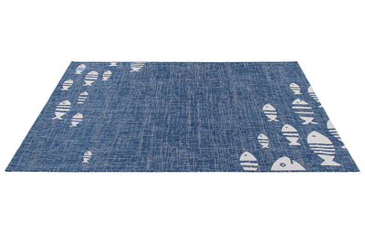 Tappeto Blu Interno-Esterno Marine 2 Blue Design Pesci - Resistente e Antiscivolo - Outdoor - CarpetLiving