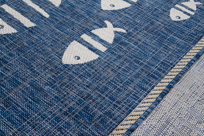 Tappeto Blu Interno-Esterno Marine 2 Blue Design Pesci - Resistente e Antiscivolo - Outdoor - CarpetLiving