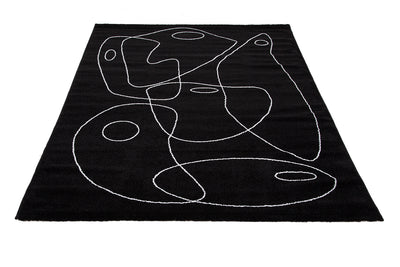 Tappeto Contemporaneo Atelier Nero - Design Moderno Geometrico - Antiscivolo - Ideale per Soggiorno e Camera da Letto - CarpetLiving