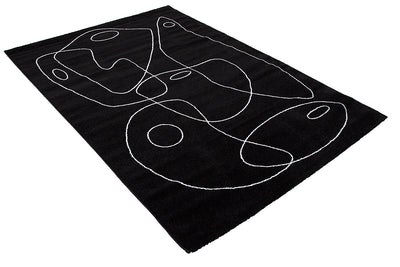 Tappeto Contemporaneo Atelier Nero - Design Moderno Geometrico - Antiscivolo - Ideale per Soggiorno e Camera da Letto - CarpetLiving