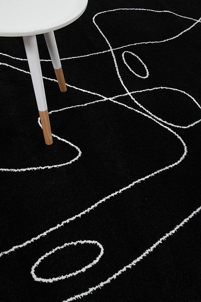 Tappeto Contemporaneo Atelier Nero - Design Moderno Geometrico - Antiscivolo - Ideale per Soggiorno e Camera da Letto - CarpetLiving