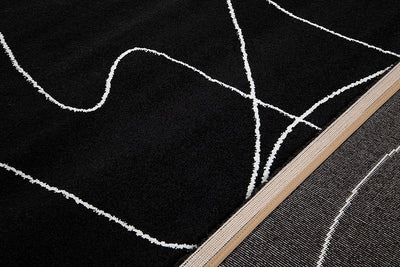 Tappeto Contemporaneo Atelier Nero - Design Moderno Geometrico - Antiscivolo - Ideale per Soggiorno e Camera da Letto - CarpetLiving