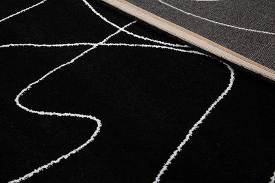 Tappeto Contemporaneo Atelier Nero - Design Moderno Geometrico - Antiscivolo - Ideale per Soggiorno e Camera da Letto - CarpetLiving