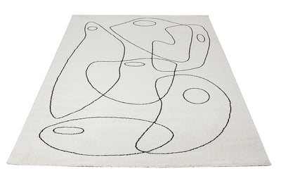 Tappeto Contemporaneo Atelier Avorio - Design Moderno Geometrico - Antiscivolo - Ideale per Soggiorno e Camera da Letto - CarpetLiving
