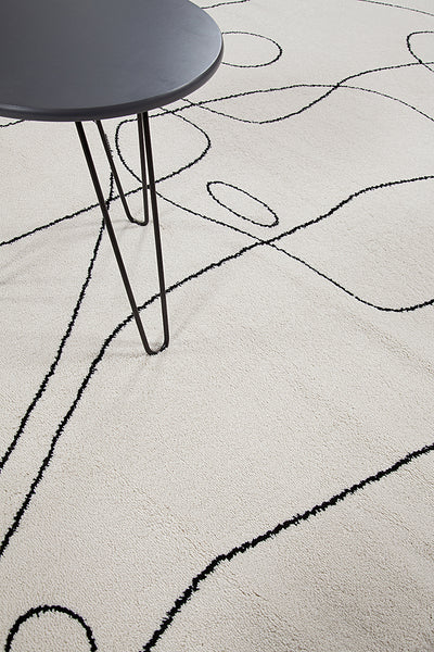 Tappeto Contemporaneo Atelier Avorio - Design Moderno Geometrico - Antiscivolo - Ideale per Soggiorno e Camera da Letto - CarpetLiving