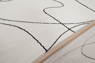 Tappeto Contemporaneo Atelier Avorio - Design Moderno Geometrico - Antiscivolo - Ideale per Soggiorno e Camera da Letto - CarpetLiving