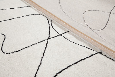 Tappeto Contemporaneo Atelier Avorio - Design Moderno Geometrico - Antiscivolo - Ideale per Soggiorno e Camera da Letto - CarpetLiving